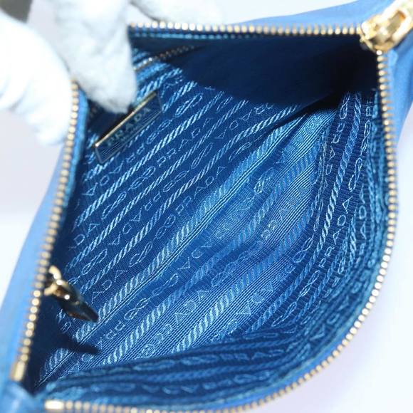 PRADA Accessory Pouch Nylon Blue Gold Auth 90956 - Picture 16 of 16